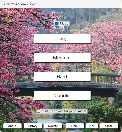opening screen